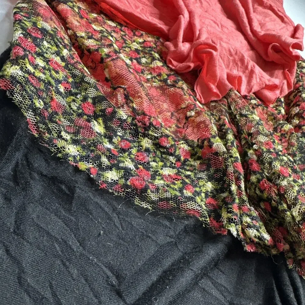Vintage Y2K Bongo Floral Mesh Layered Cami Tank Top L Coquette Fairycore Pink